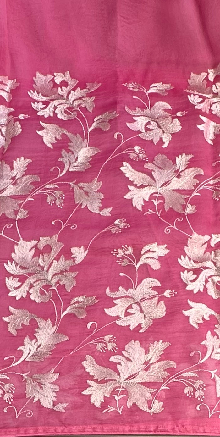 PINK DESIGNER PURE ORGANZA SAREE