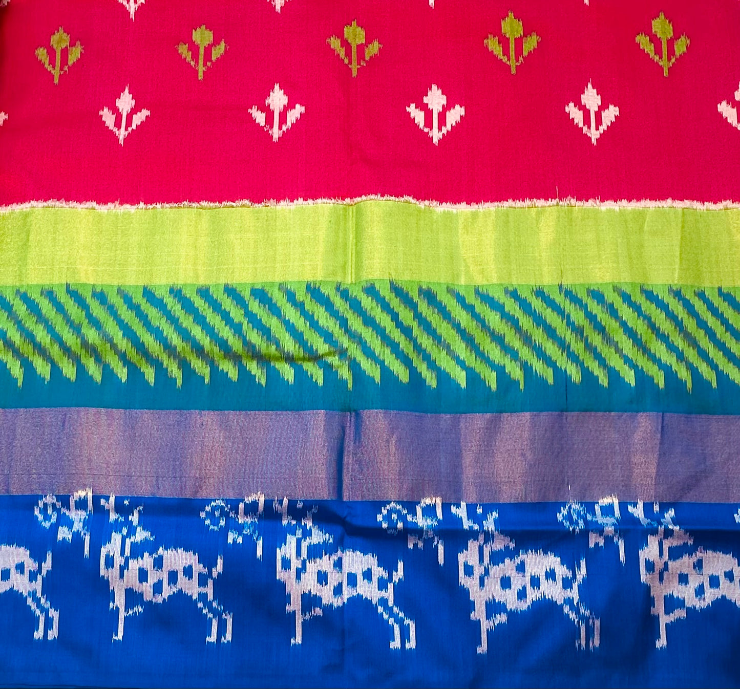 PINK ND BLUE POCHAMPALLY SILK