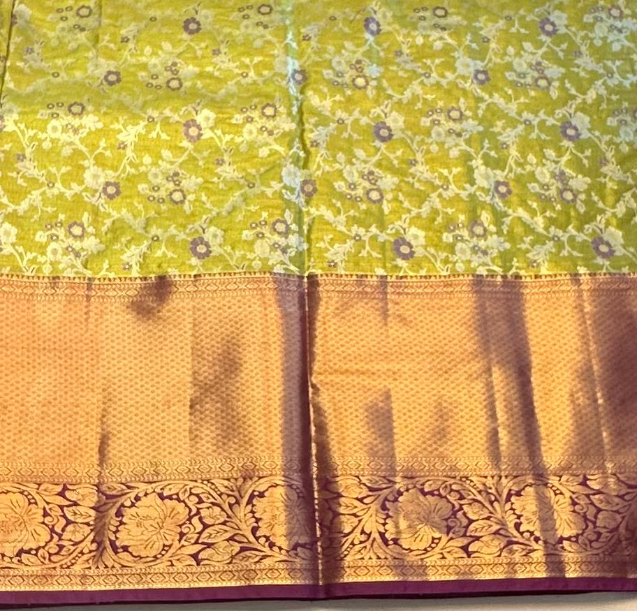 MEHENDI GREEN TISSUE KANJIVARAM SILK SAREE