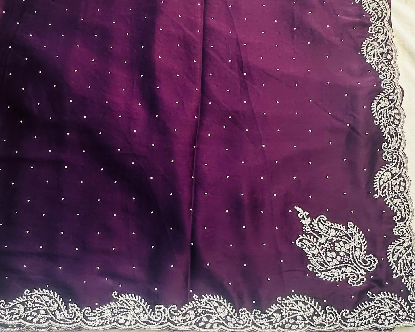 DARK PURPLE DESIGNER WORK SAREE PREMIUM