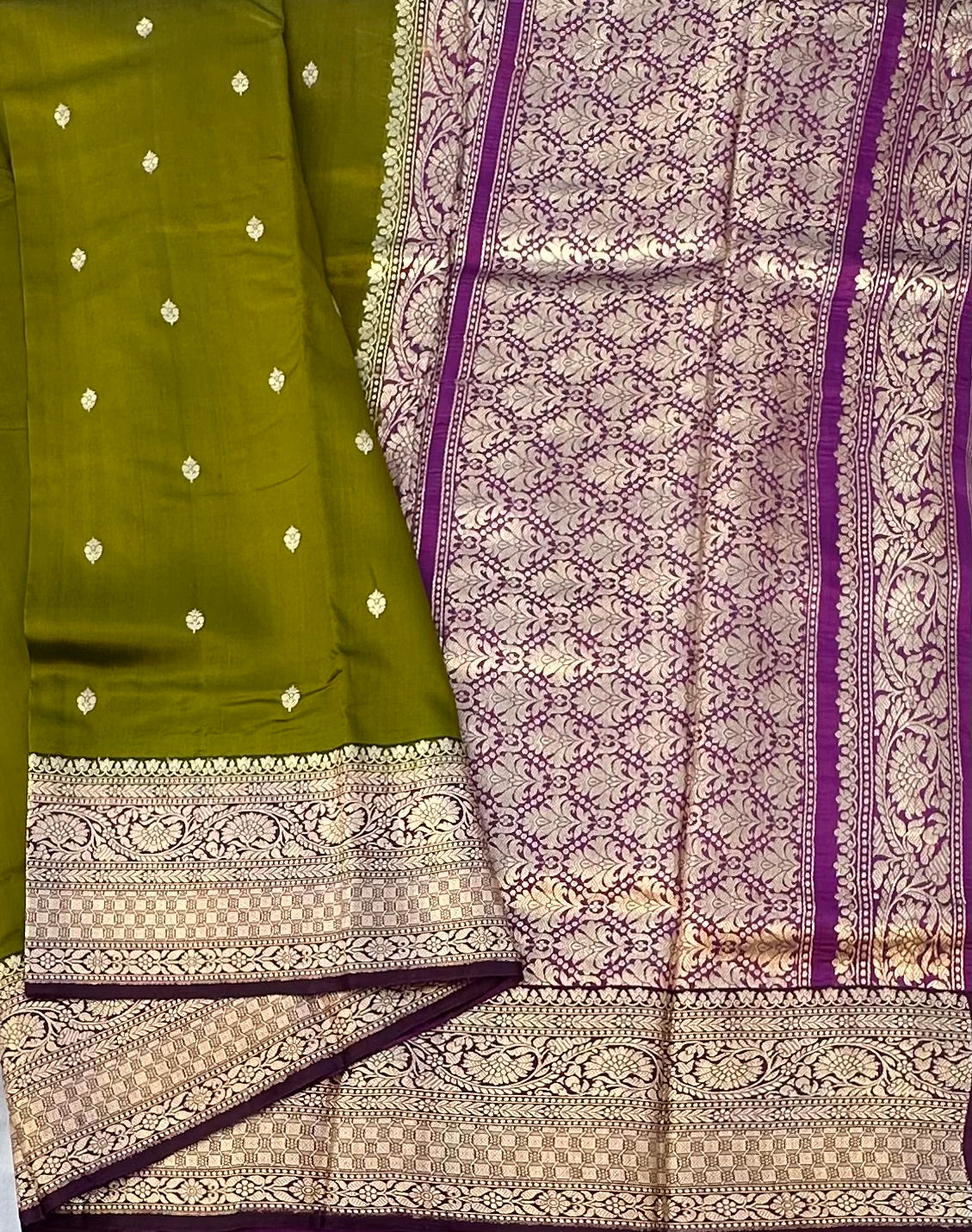 MEHENDI ND PURPLE  BANARAS PURE RAW MANGO