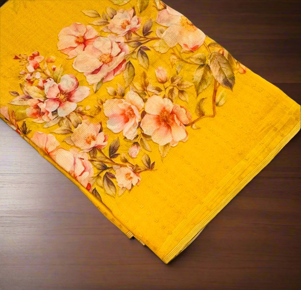 YELLOW DESIGNER PURE TUSSER SAREE