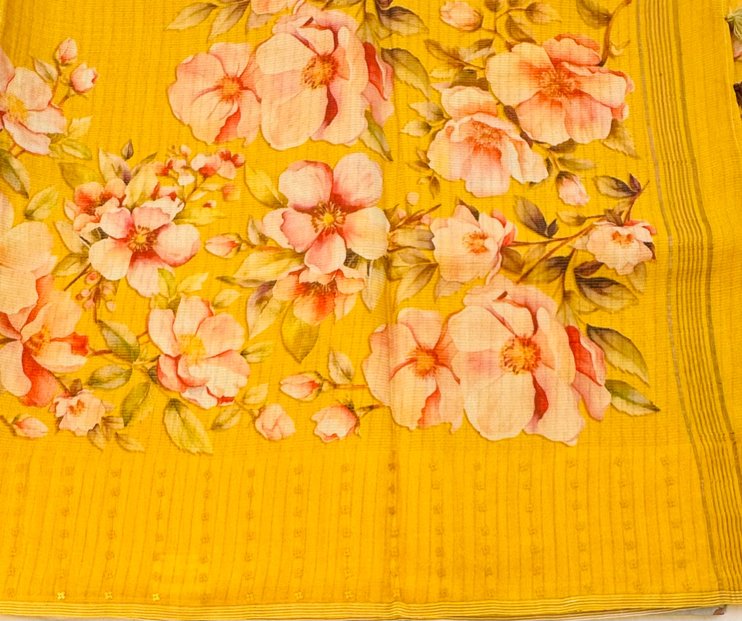 YELLOW DESIGNER PURE TUSSER SAREE