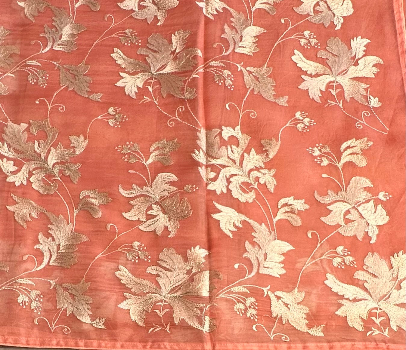 PEACH DESIGNER PURE ORGANZA SAREE