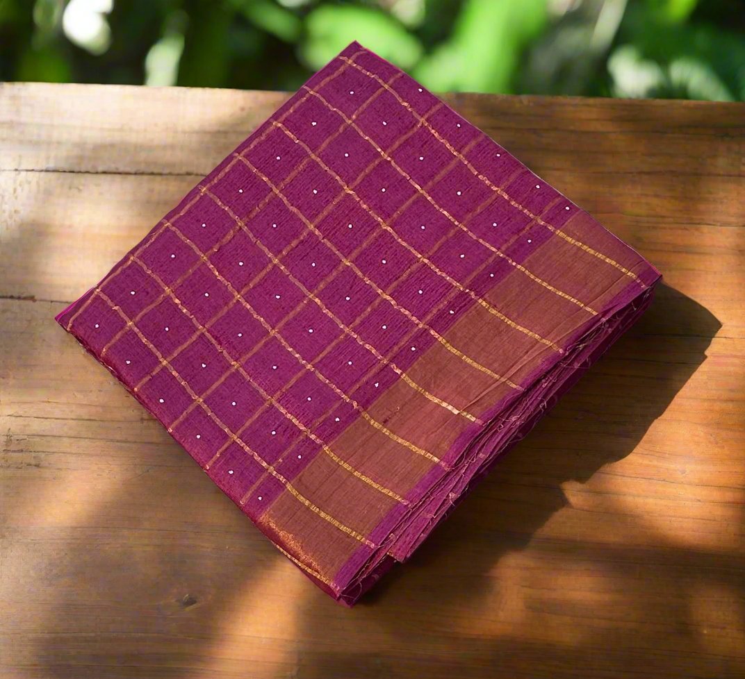 MAGENTA PINK PURE TUSSER SAREE