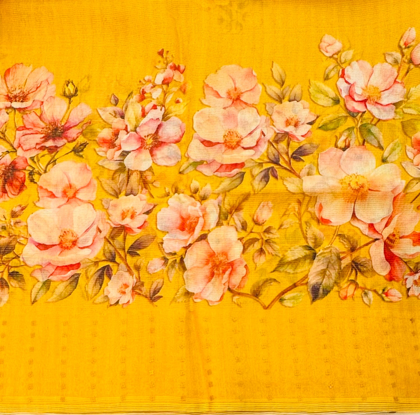 YELLOW DESIGNER PURE TUSSER SAREE