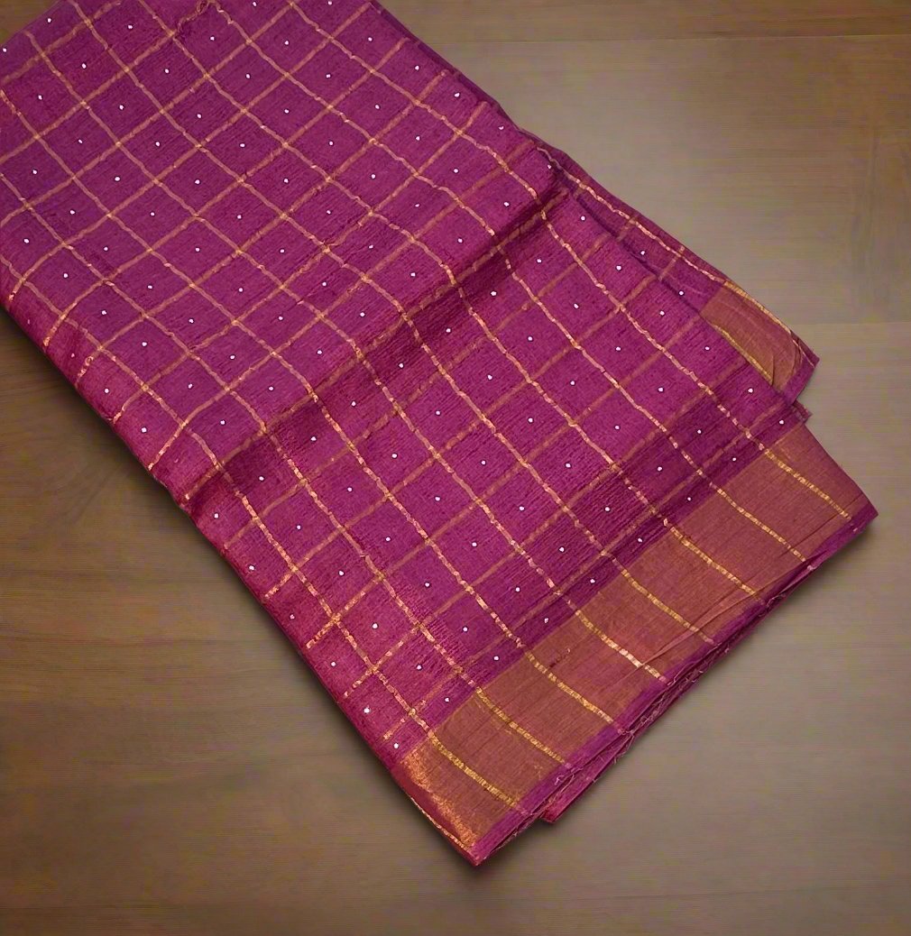 MAGENTA PINK PURE TUSSER SAREE