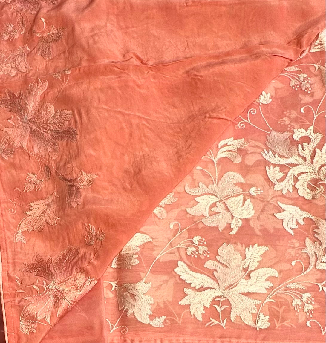 PEACH DESIGNER PURE ORGANZA SAREE