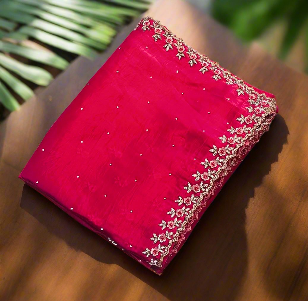 METALLIC PINK DESIGNER WORK SAREE