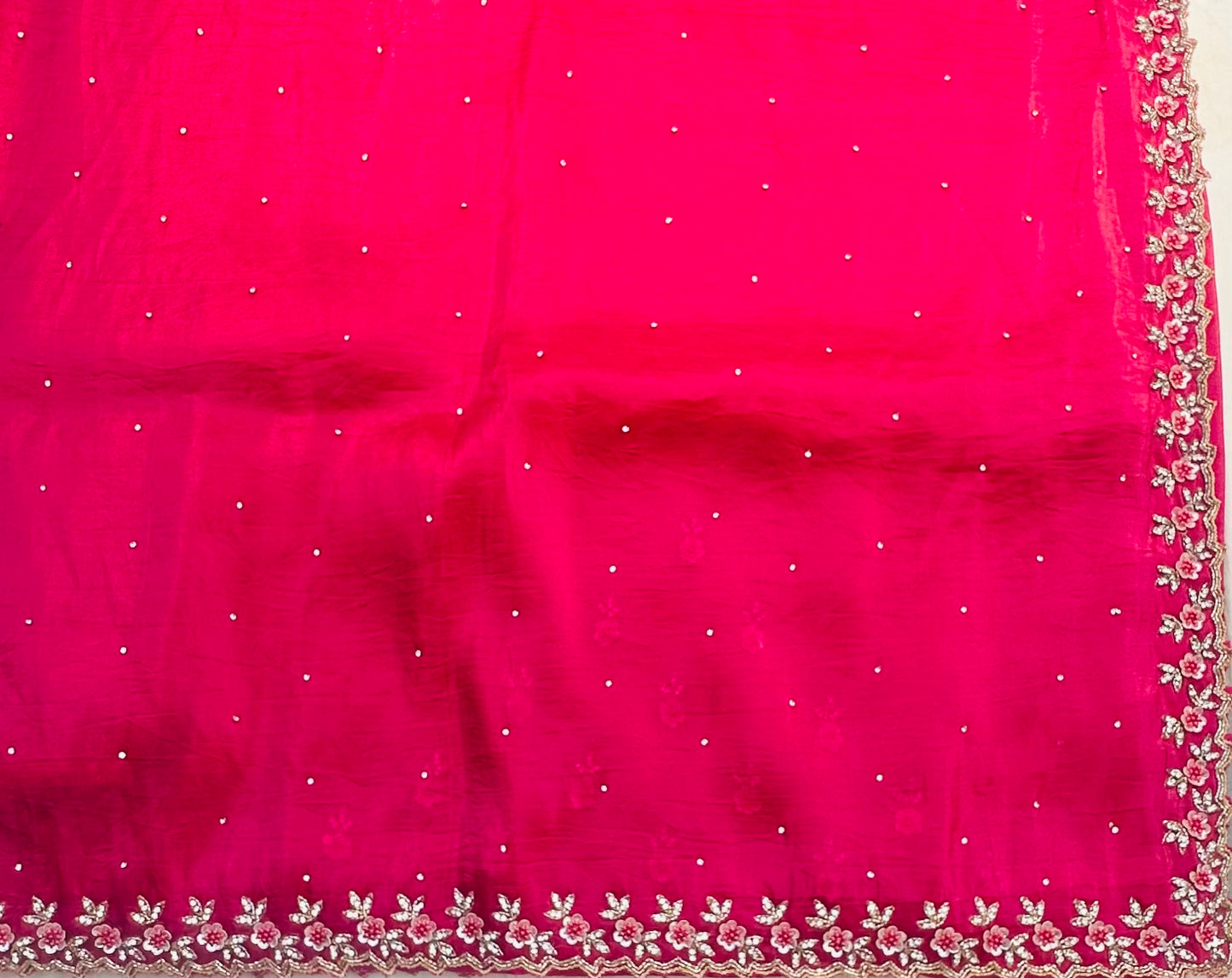 METALLIC PINK DESIGNER WORK SAREE