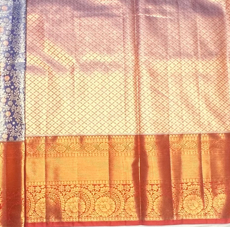 BLUE TISSUE KANJIVARM SILK SAREE