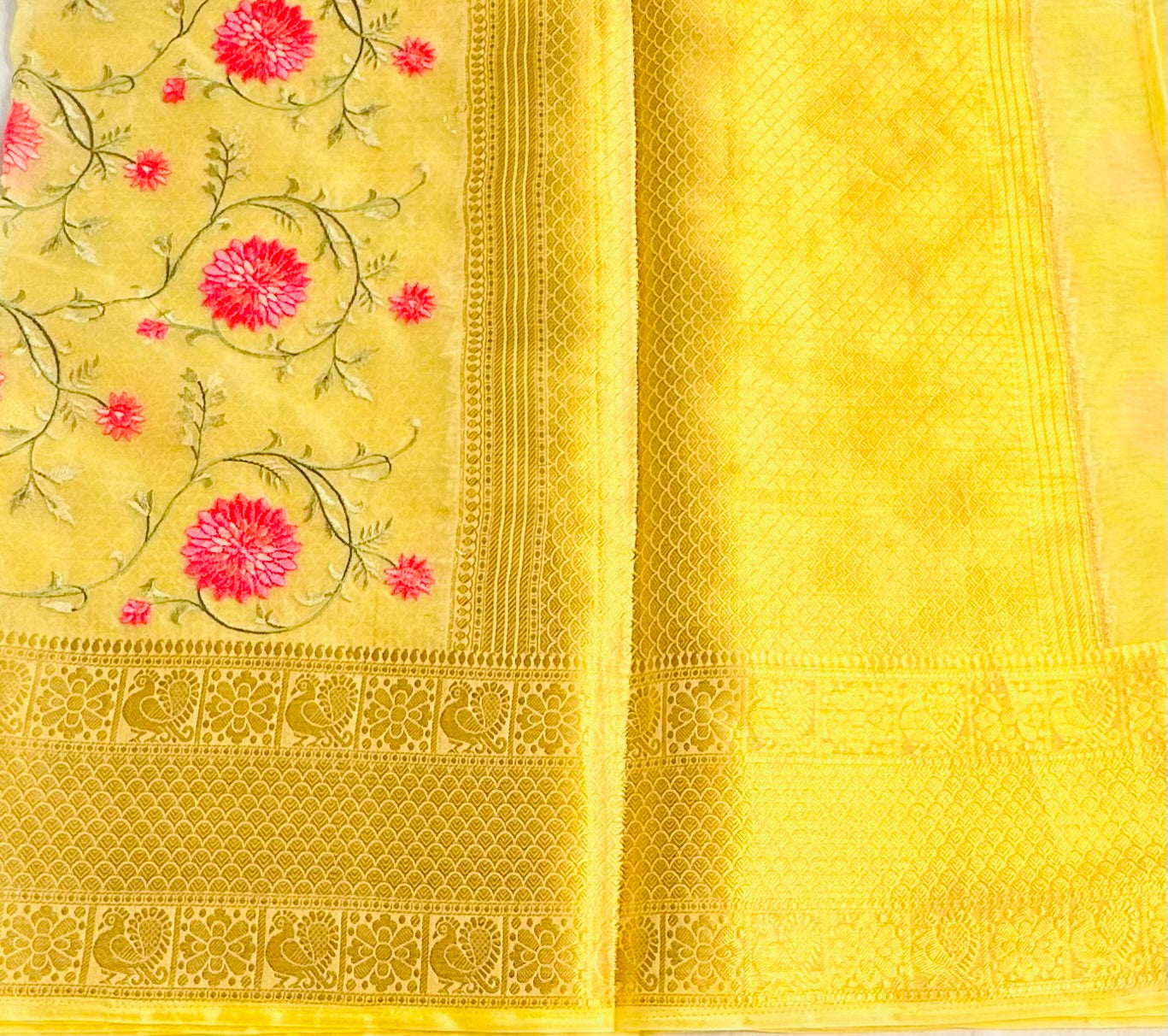 LIGHT YELLOW DESIGNER PURE ORGANZA SAREE