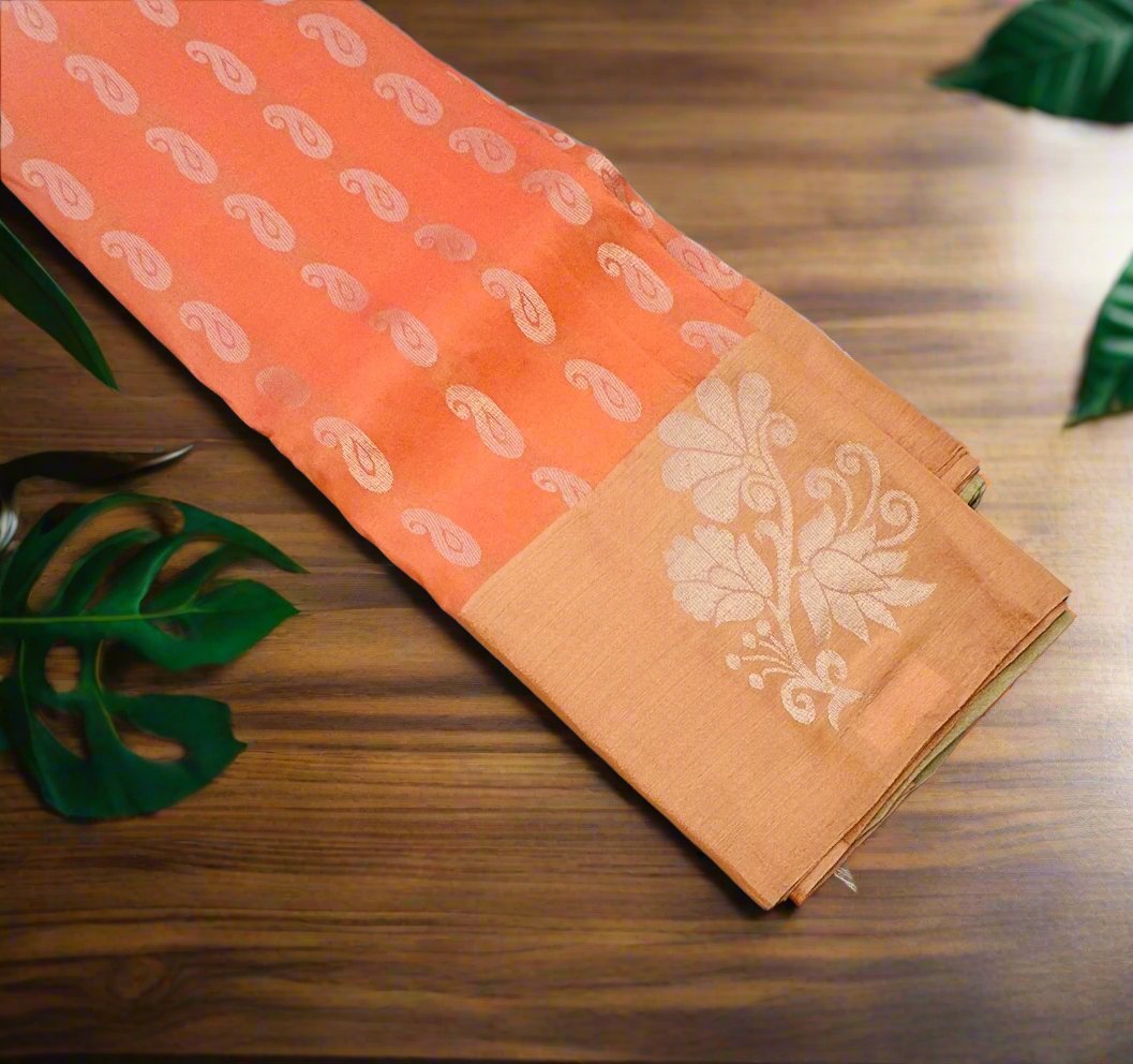 PEACH KANJIVARAM LIGHT WEIGHT