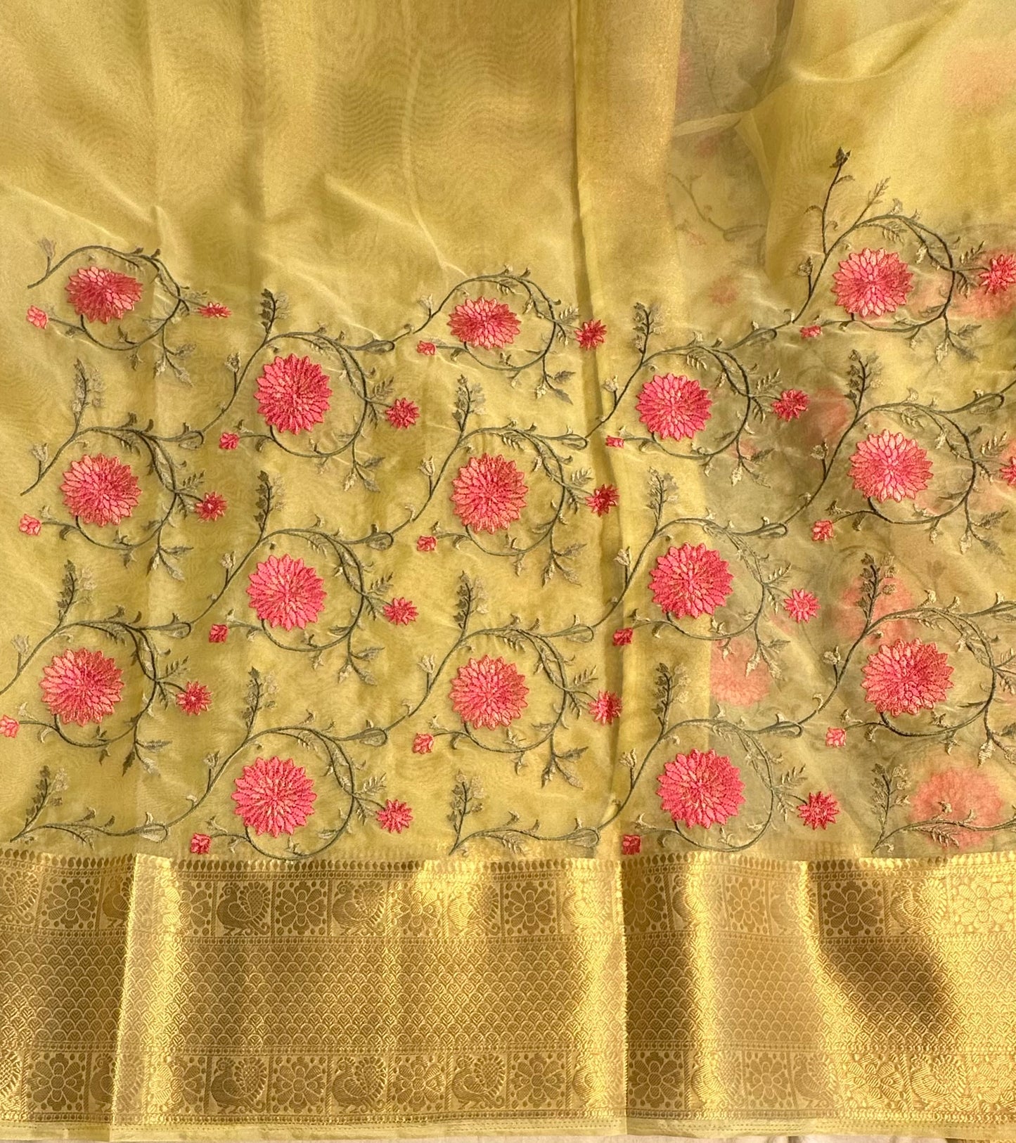 LIGHT YELLOW DESIGNER PURE ORGANZA SAREE