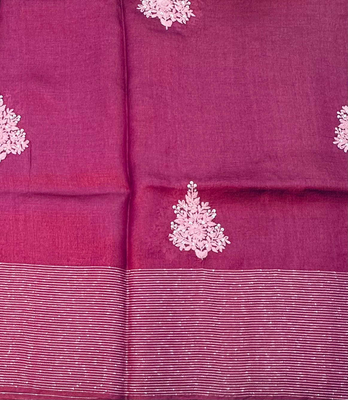 MAGENTA PINK DESIGNER PURE TUSSER SAREE