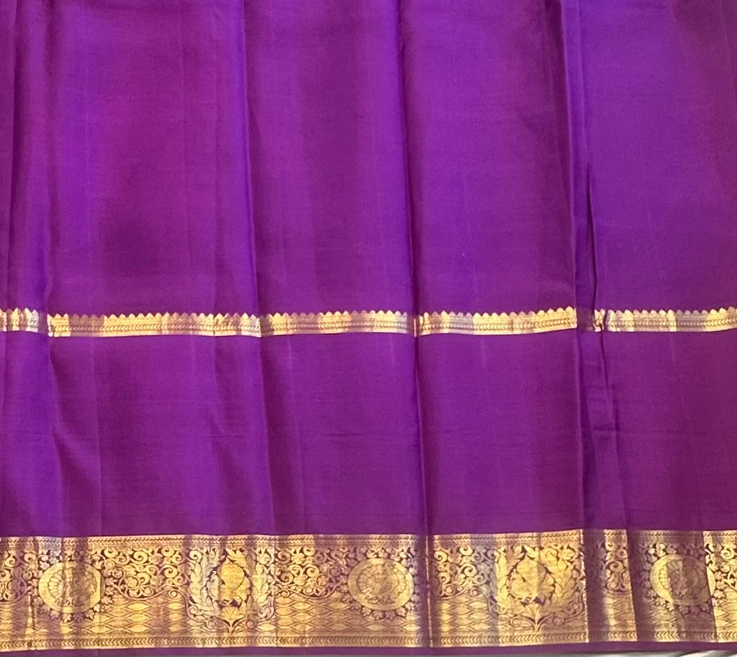 SKY BLUE WITH PURPLE  KANJIVARAM PURE SAREE