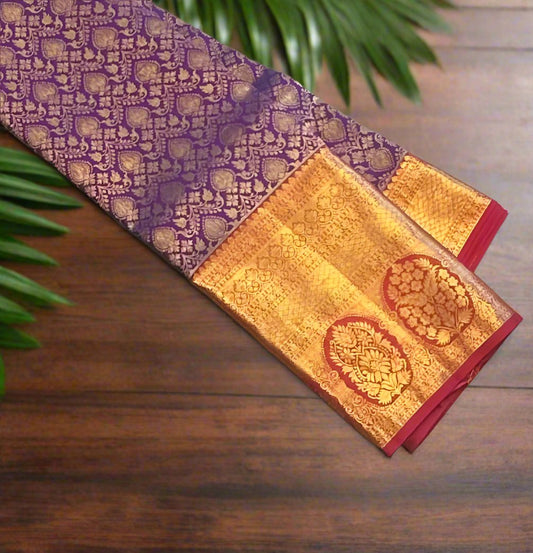 VIOLET PURE KANJIVARAM SILK SAREE PREMIUM