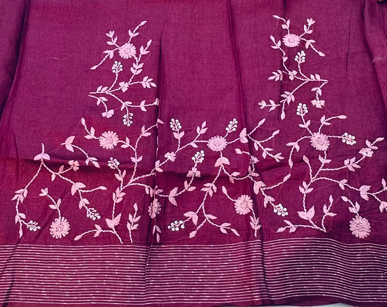 MAGENTA PINK DESIGNER PURE TUSSER SAREE