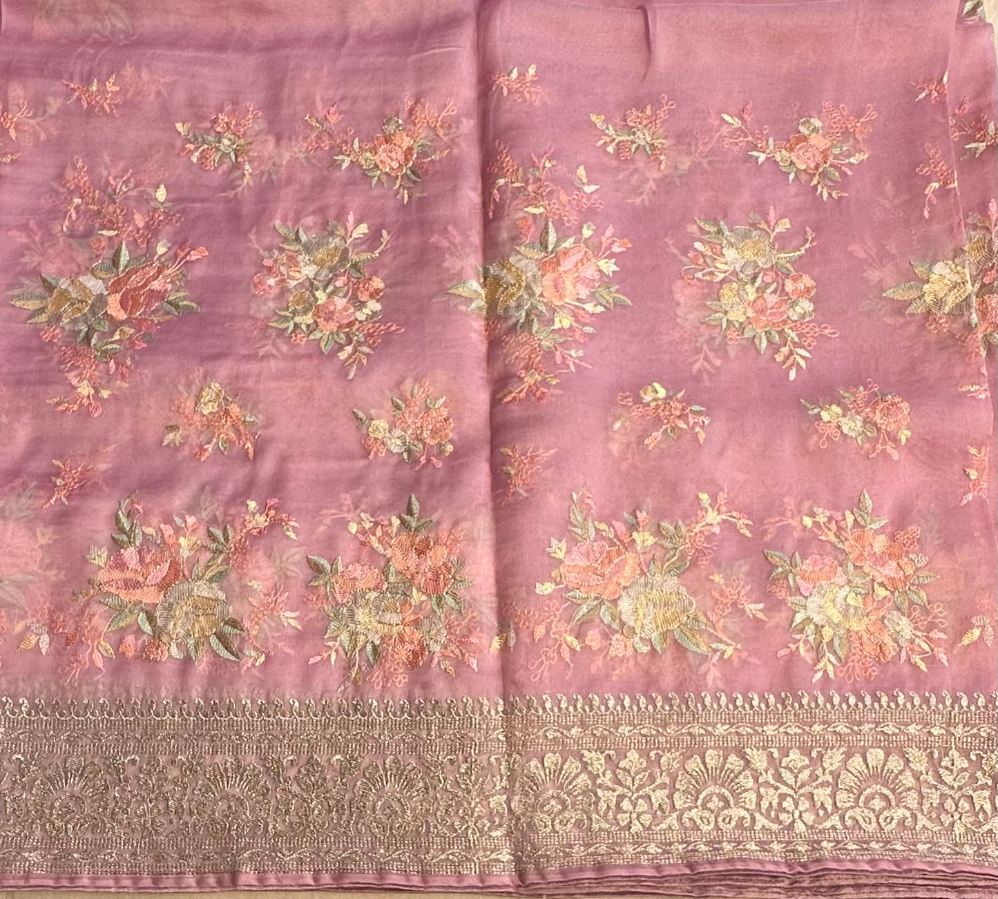 LAVENDER PURE DESIGNER ORGANZA SAREE