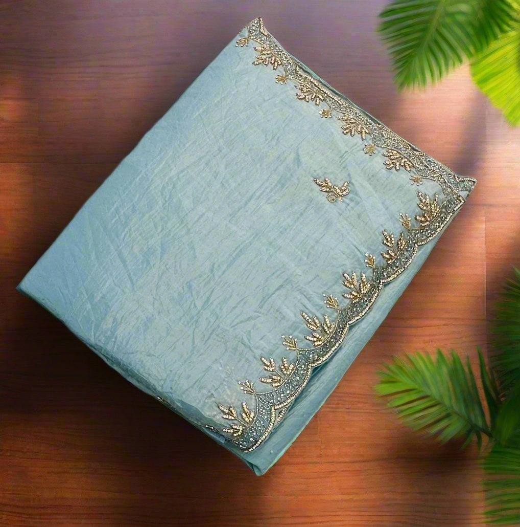 SKY BLUE WORK SAREE