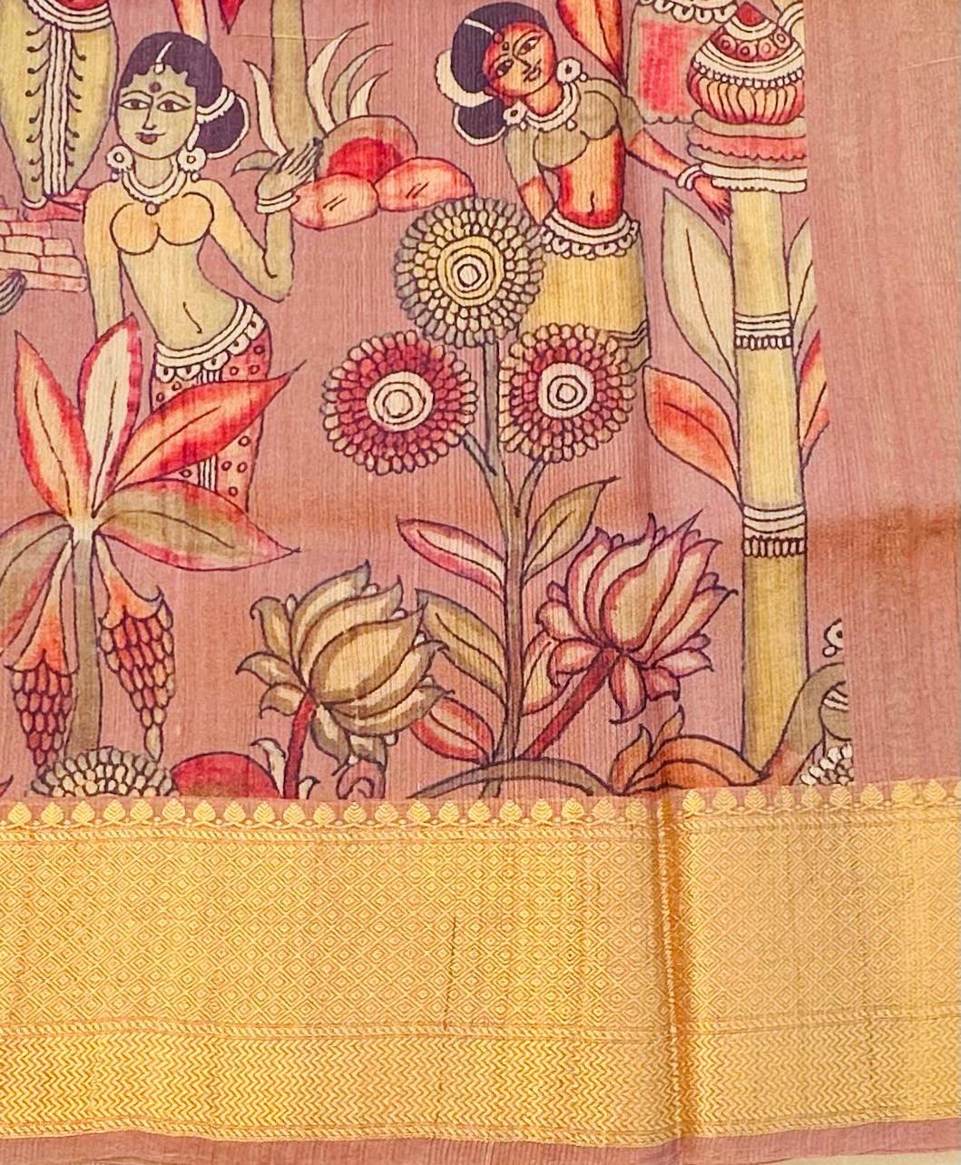 PASTEL BROWN DESIGNER PURE TUSSER SAREE