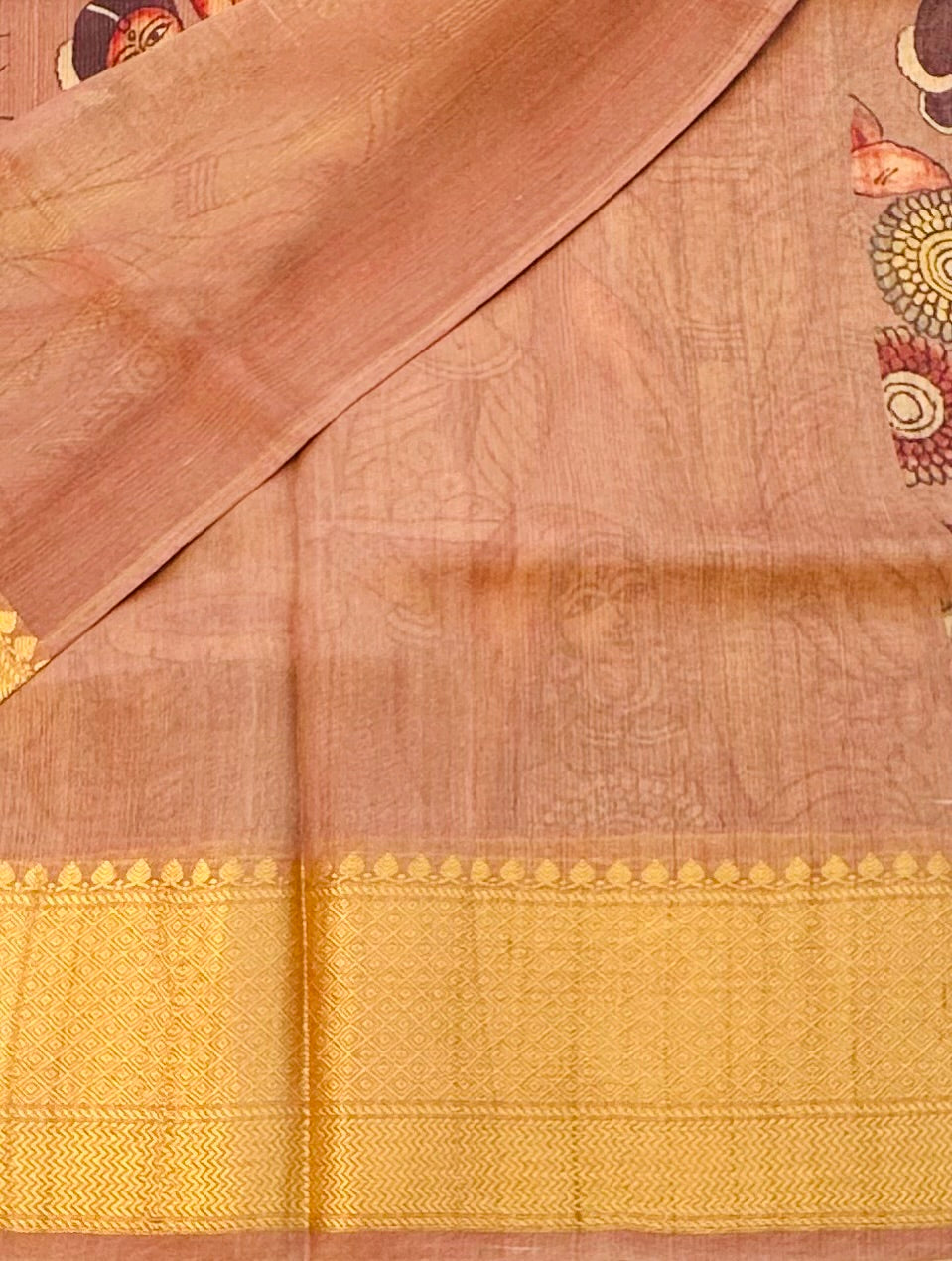PASTEL BROWN DESIGNER PURE TUSSER SAREE