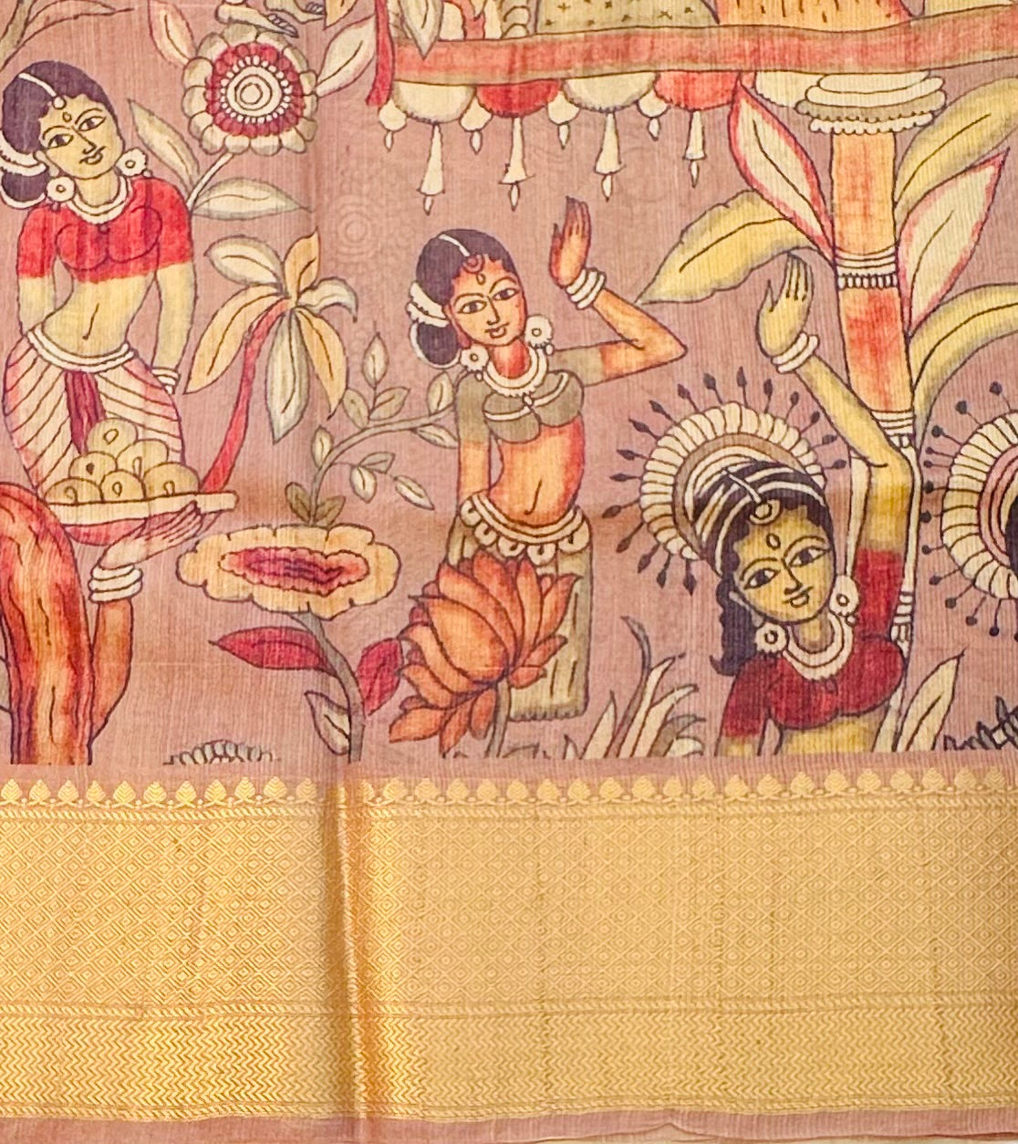 PASTEL BROWN DESIGNER PURE TUSSER SAREE