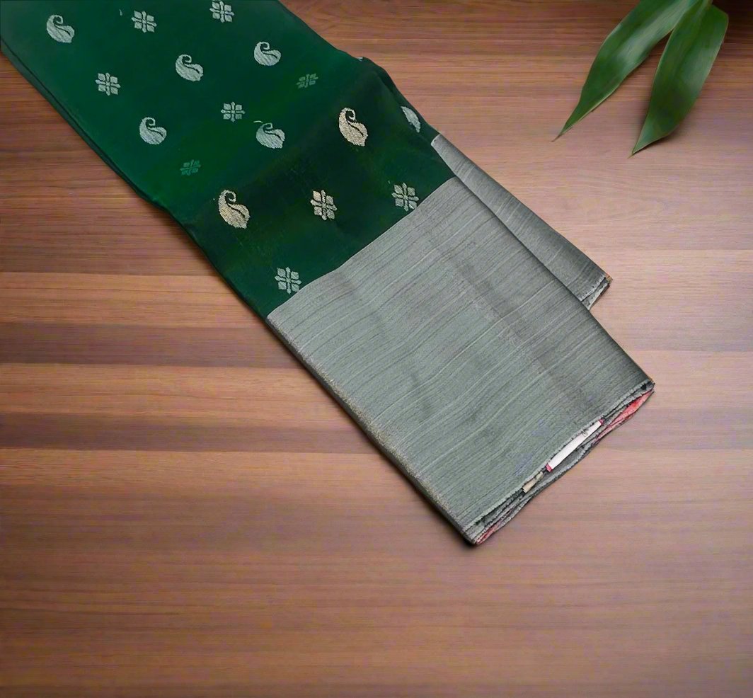 BOTTLE GREEN  KANJIVARAM LIGHT WEIGHT