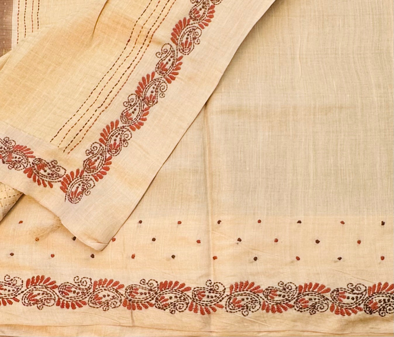 BROWN DESIGNER PURE TUSSER SAREE