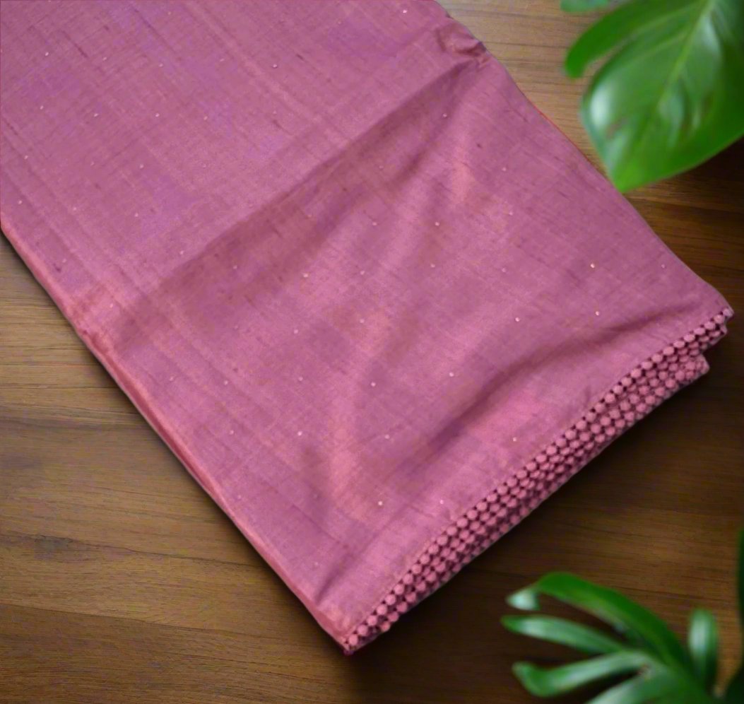MAUVE PINK  PURE TUSSER DESIGNER