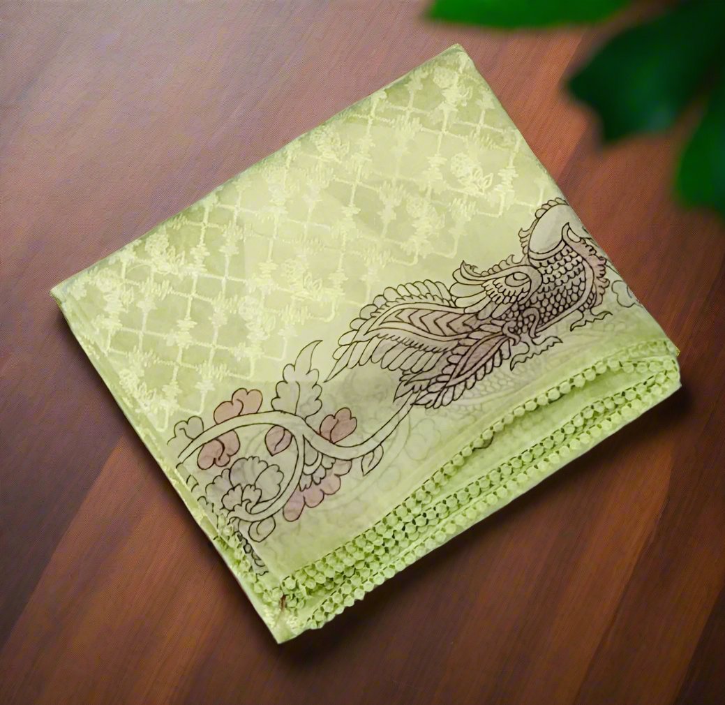 PASTEL GREEN DESIGNER PURE ORGANZA SAREE