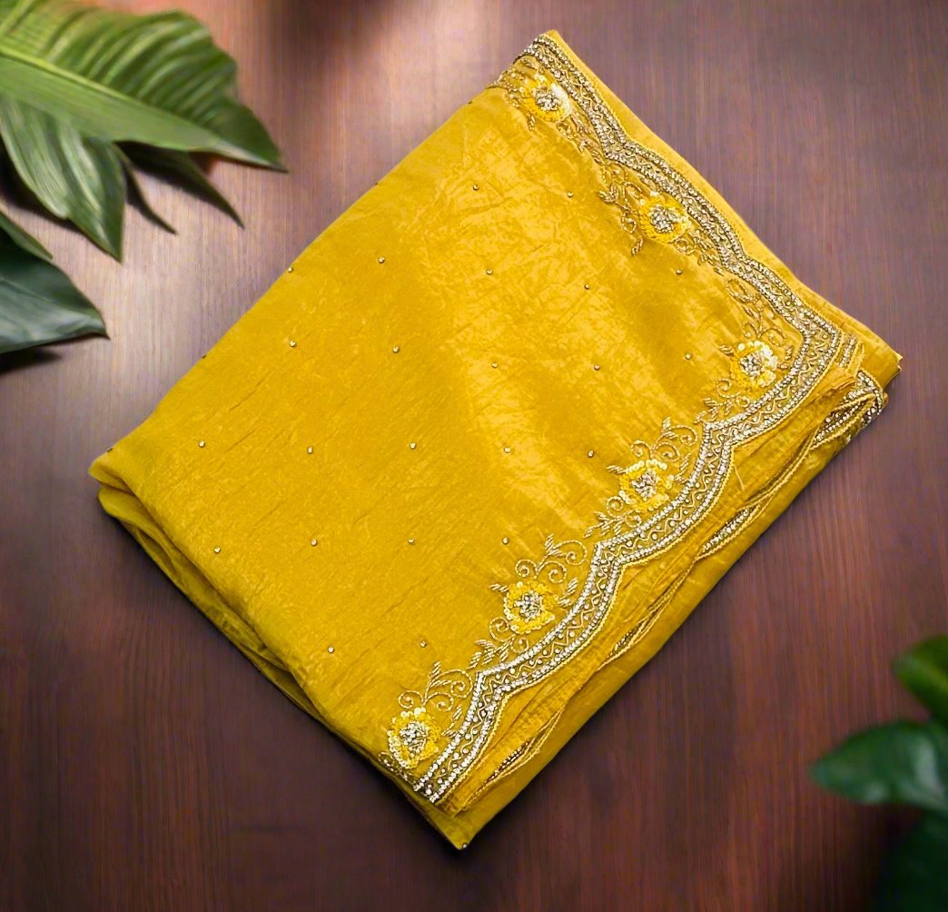 YELLOW DESIGNER WORK SAREE
