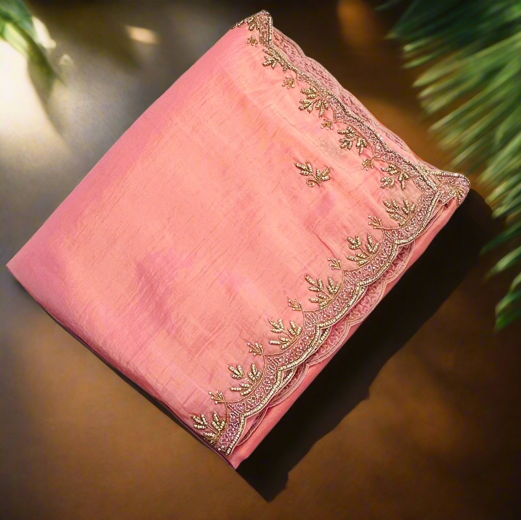 PEACH DESIGNER WORK SAREE