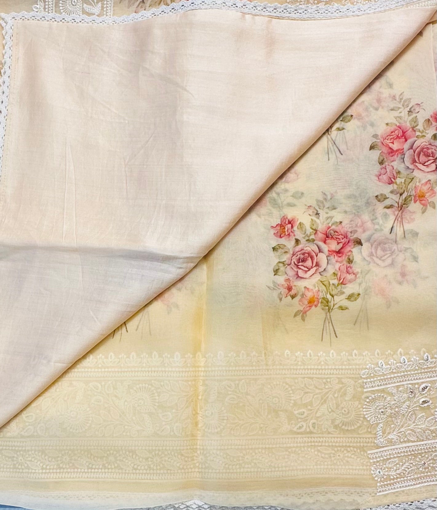 IVORY DESIGNER PURE ORGANZA SAREE