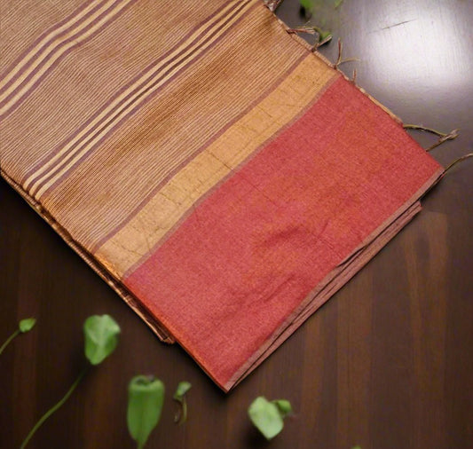 BROWN DESIGNER PURETUSSER SAREE