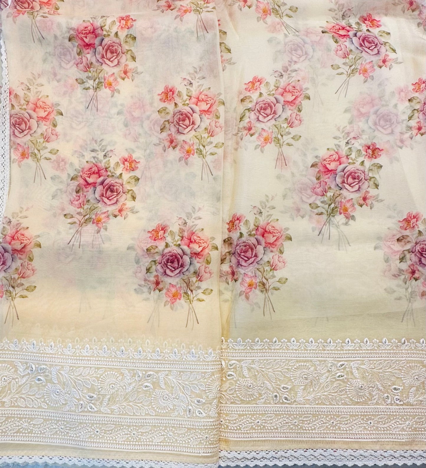 IVORY DESIGNER PURE ORGANZA SAREE