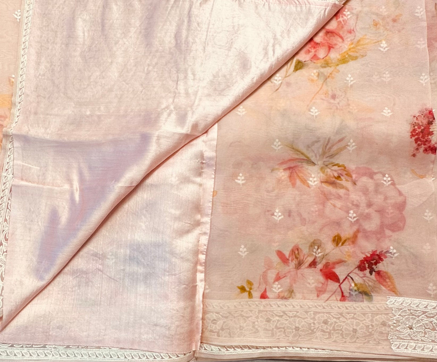 LIGHT PEACH DESIGNER PURE ORGANZA SAREES