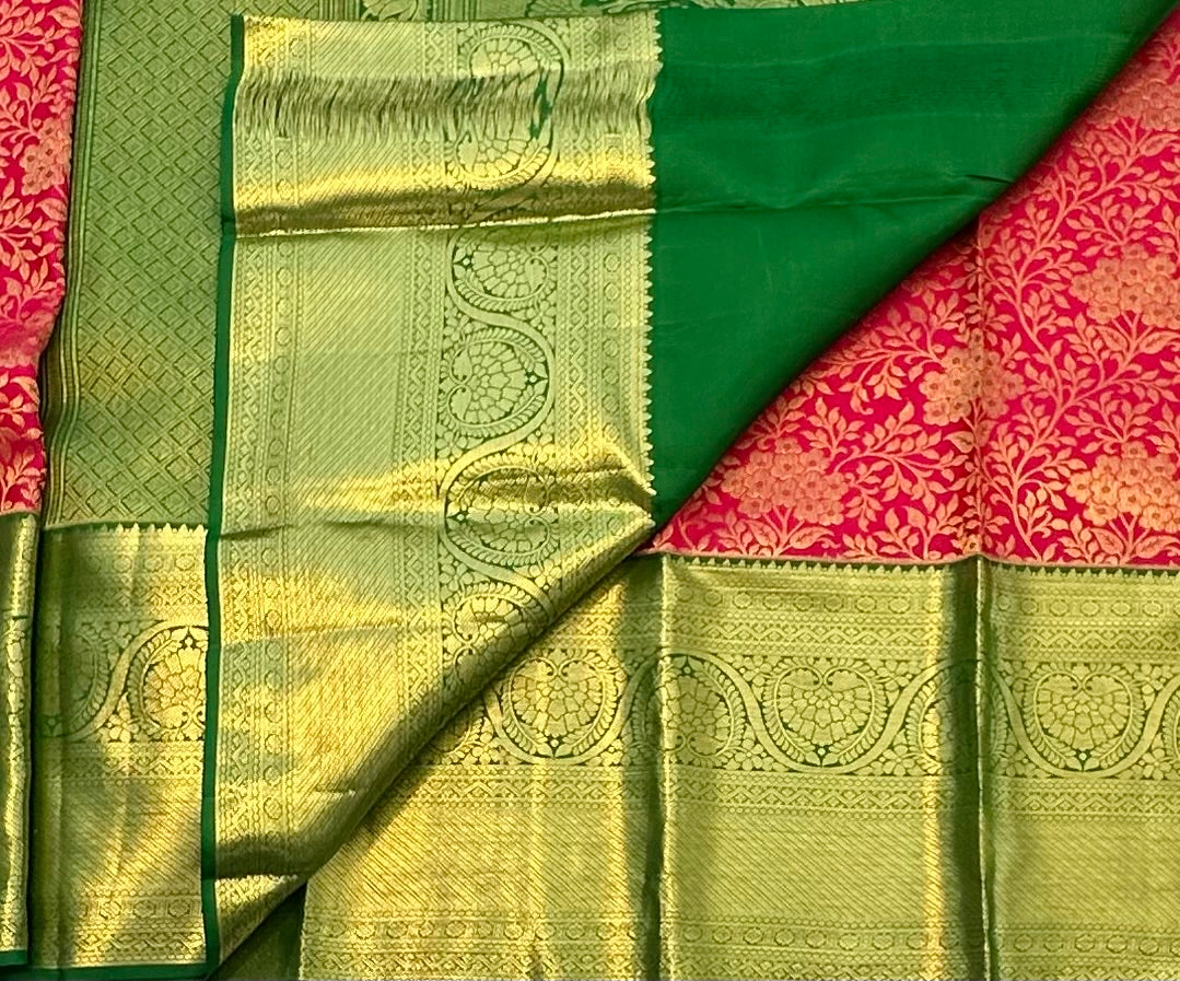 DARK PINK PURE KANJVARAM SILK SAREE PREMIUM