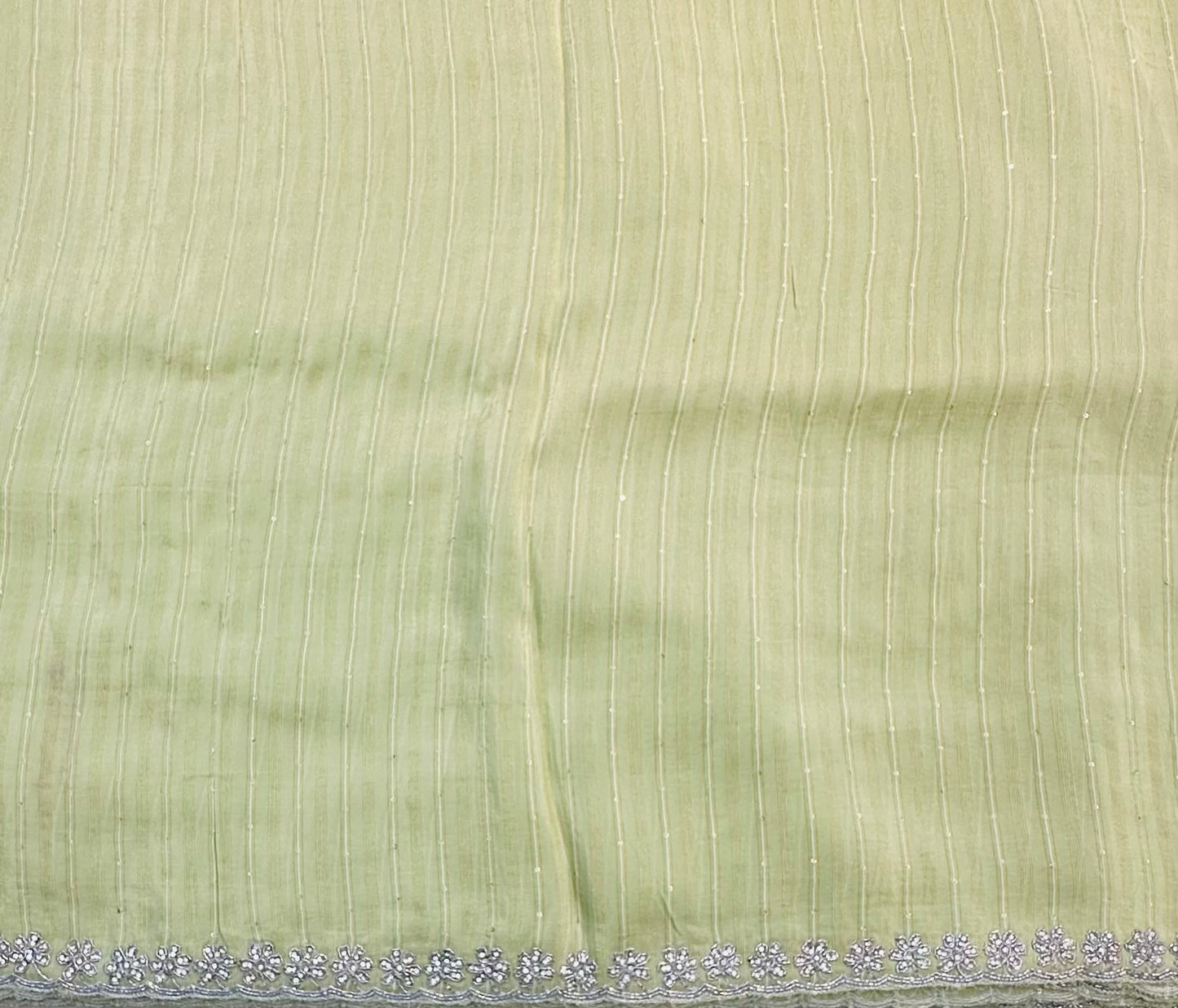 PISTA GREEN DESIGNER WORK SAREE PREMIUM