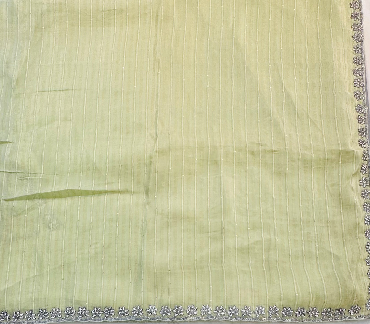 PISTA GREEN DESIGNER WORK SAREE PREMIUM