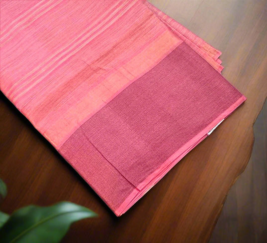 ONION PINK DESIGNER PURE TUSSER SAREE