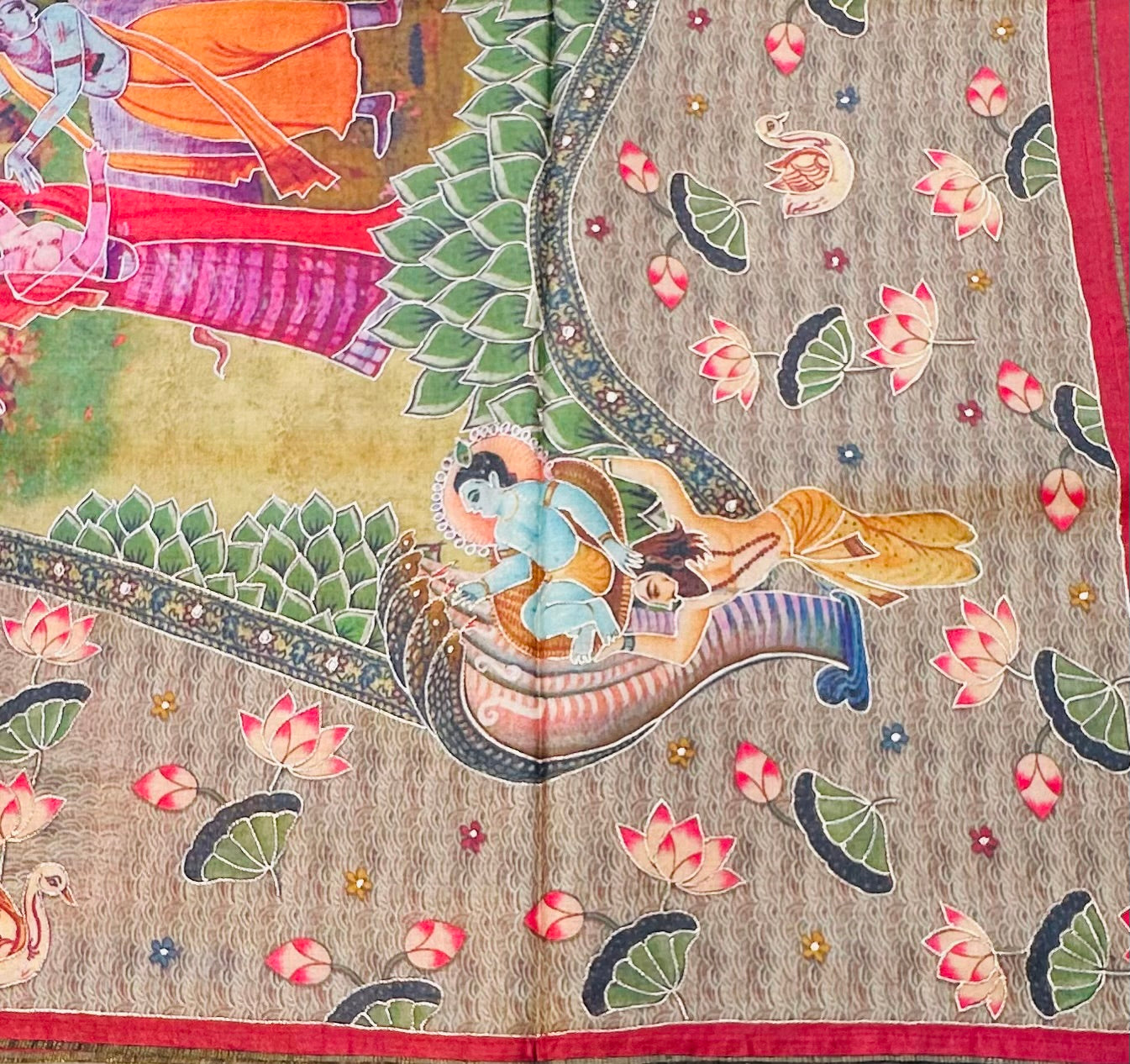 PEACH DESIGNER PURE TUSSER  SAREE