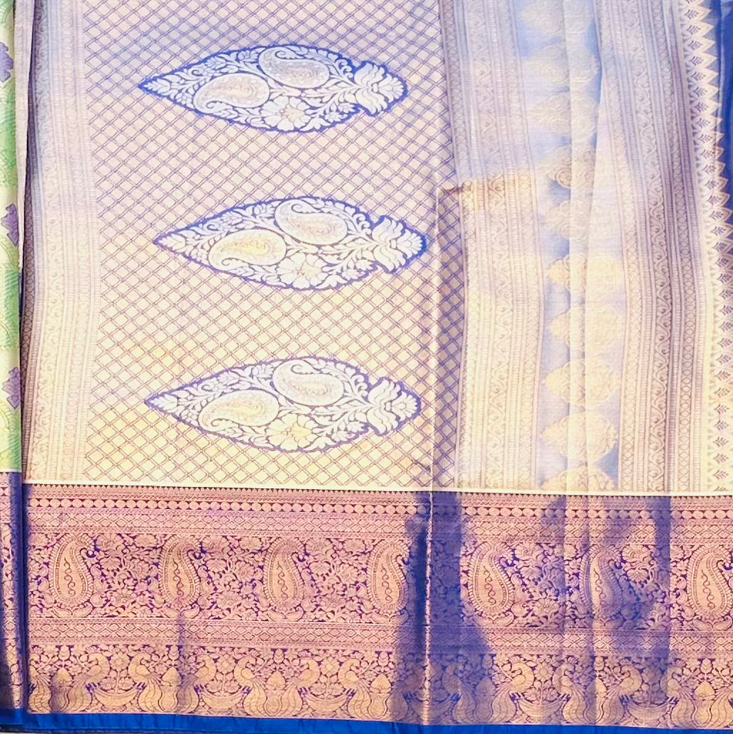 PASTEL GREEN TISSUE KANJIVARAM SILK SAREE