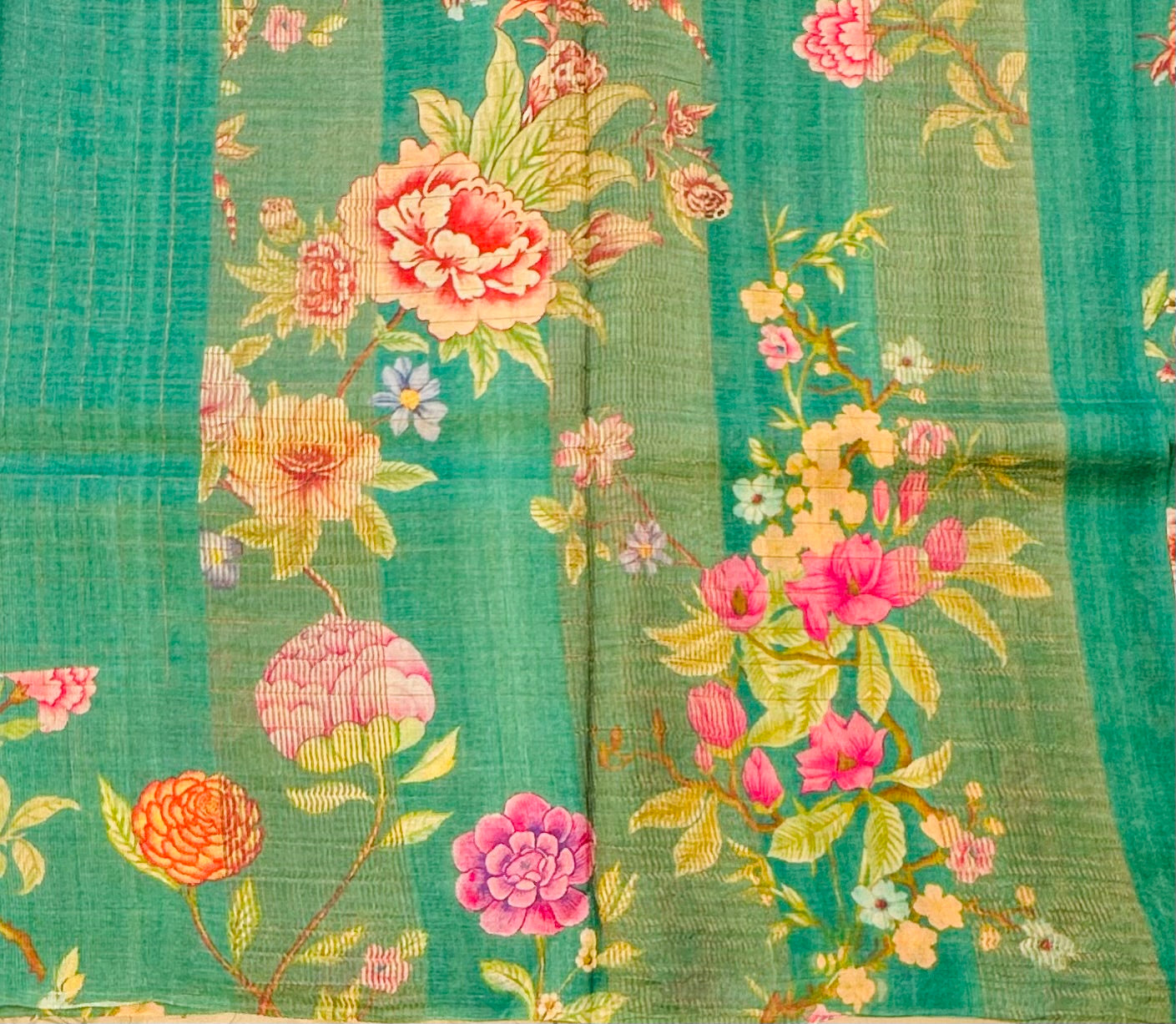 GREEN DESIGNER PURE TUSSER SAREE