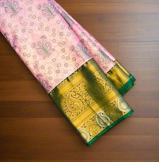 BABY PINK TISSUE KANJIVARAM SILK SAREE