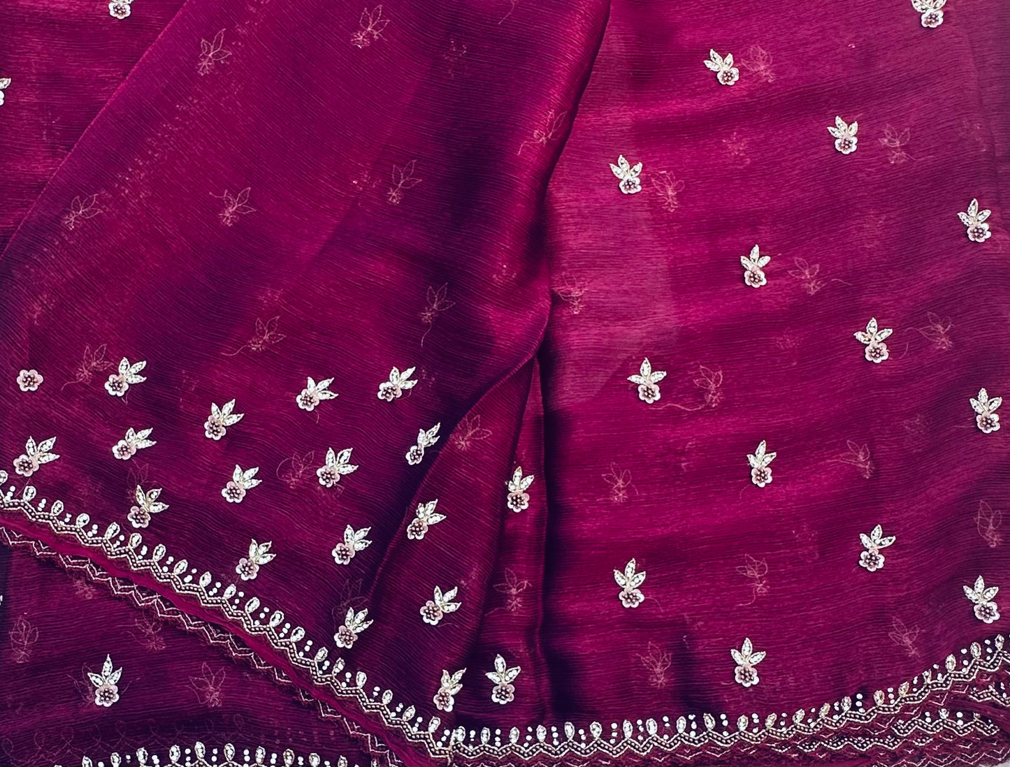 MAROON RED DESIGNER WORK SAREE