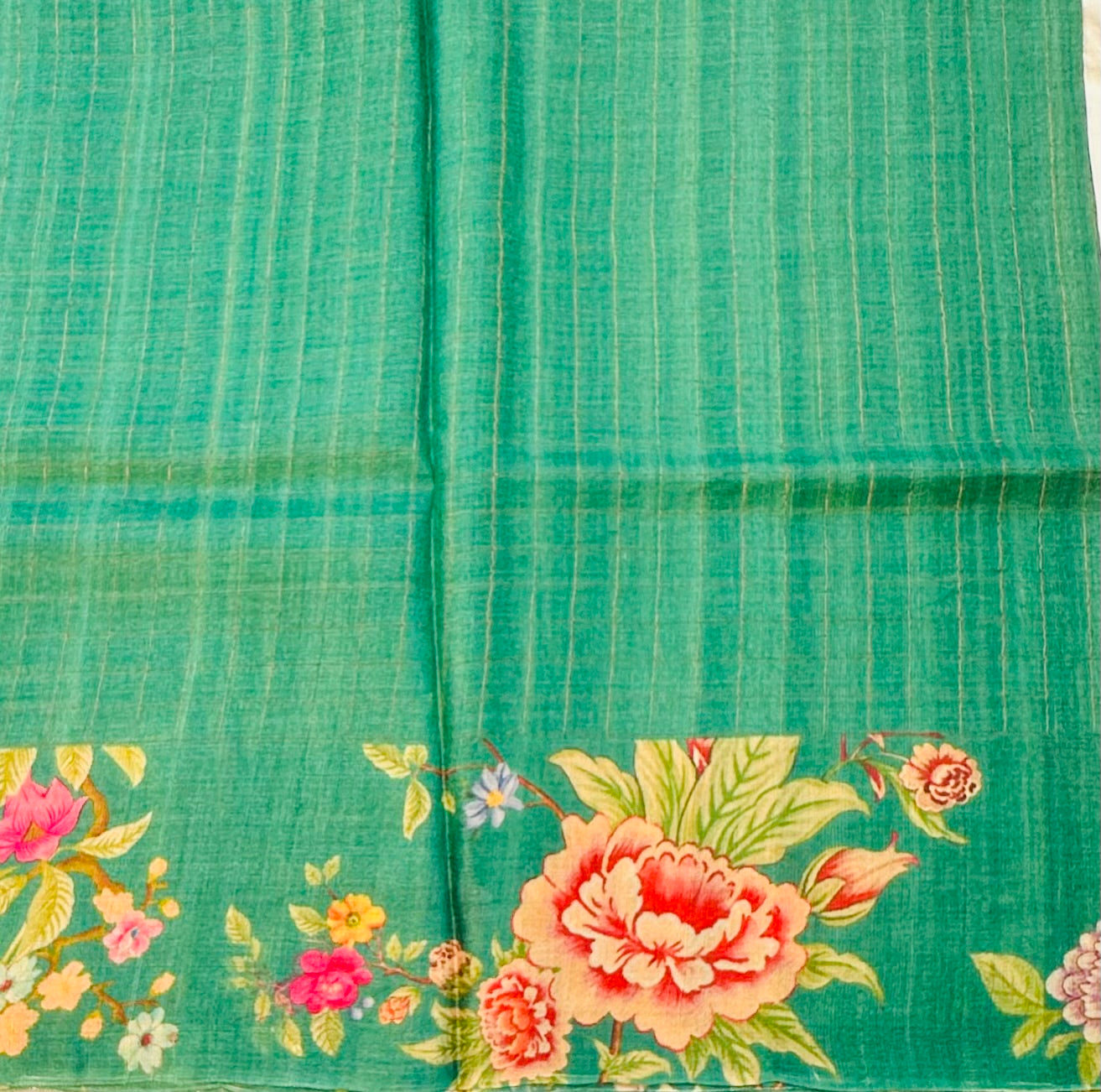 GREEN DESIGNER PURE TUSSER SAREE