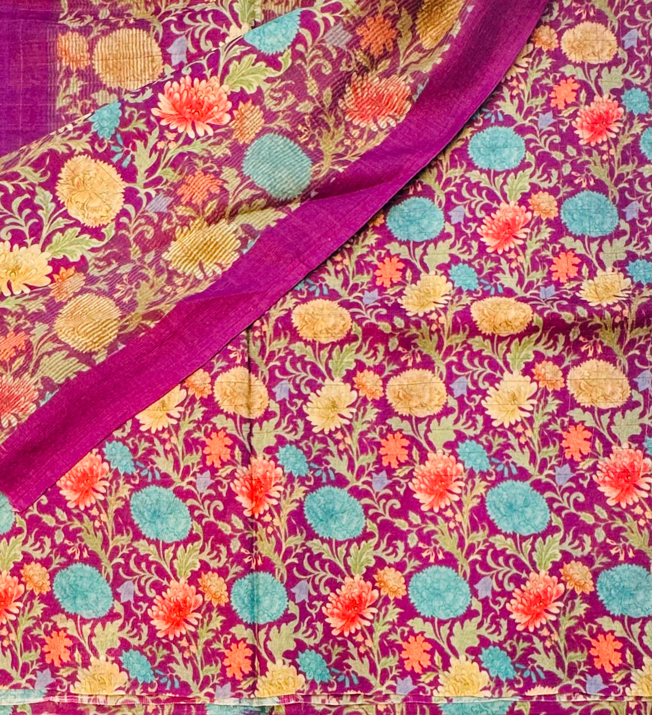 PURPLE DESIGNER PURE TUSSER SAREE