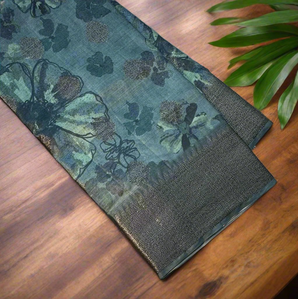 METTALLIC BLUE PURE TUSSER DESIGNERS