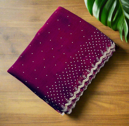 MAGENTA PINK DESIGNER WORK SAREE